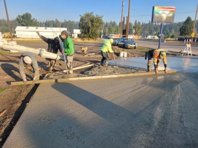 Concrete being installed for pocket park