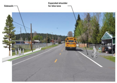 Picture of 2nd Ave with proposed bike lane and sidewalk