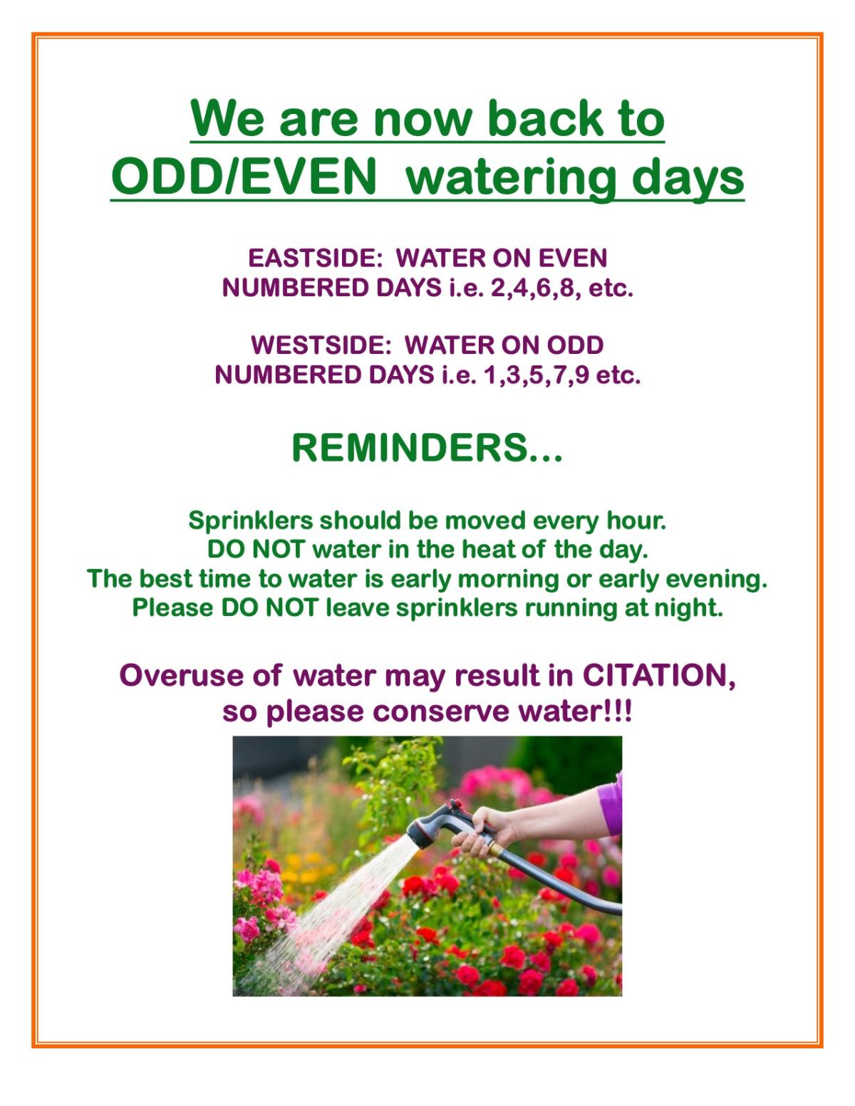 Back to Odd/Even Watering Days